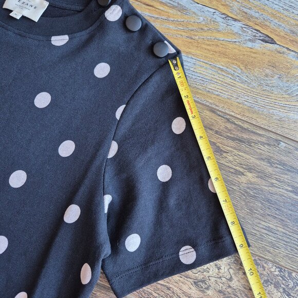SEZANE Emy Polka Dot Tee-Shirt Dress Crew Neck Short Sleeve Black Ecru - Picture 12 of 14
